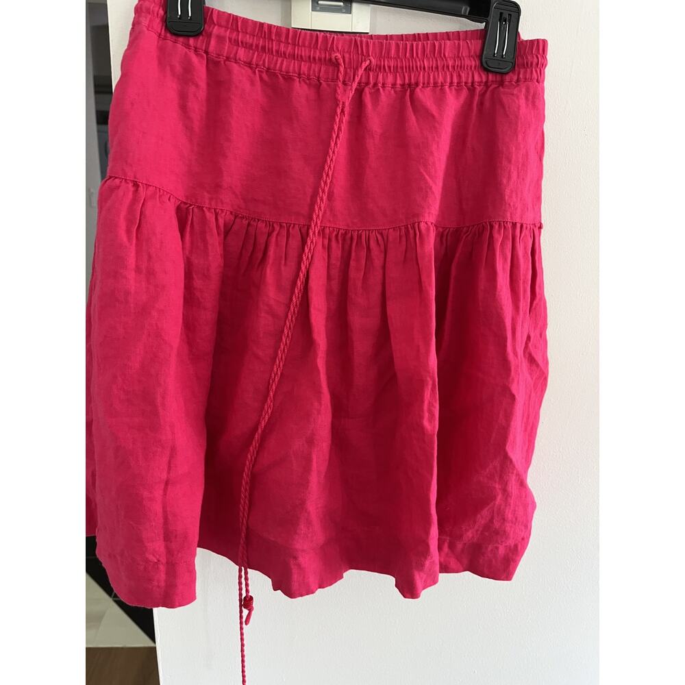 Gap Linen Mini Skirt XS Tiered Stretchy Cottage Coastal Twee